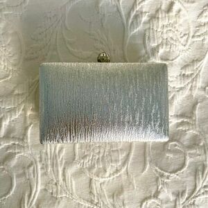NWT RSVP Silver Small Dressy Shiny Bag Purse Clutch